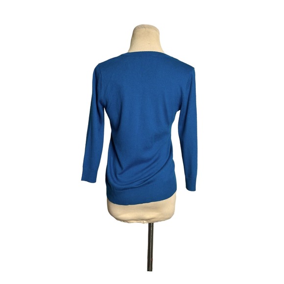 New York & Company blue 3/4 sleeves buttoned cardigan sweater size SP - Picture 3 of 12